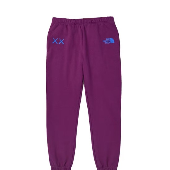 The North Face X KAWS Joggers Sweatpants Size L Pamploma Purple Pants Brand New - Picture 1 of 5